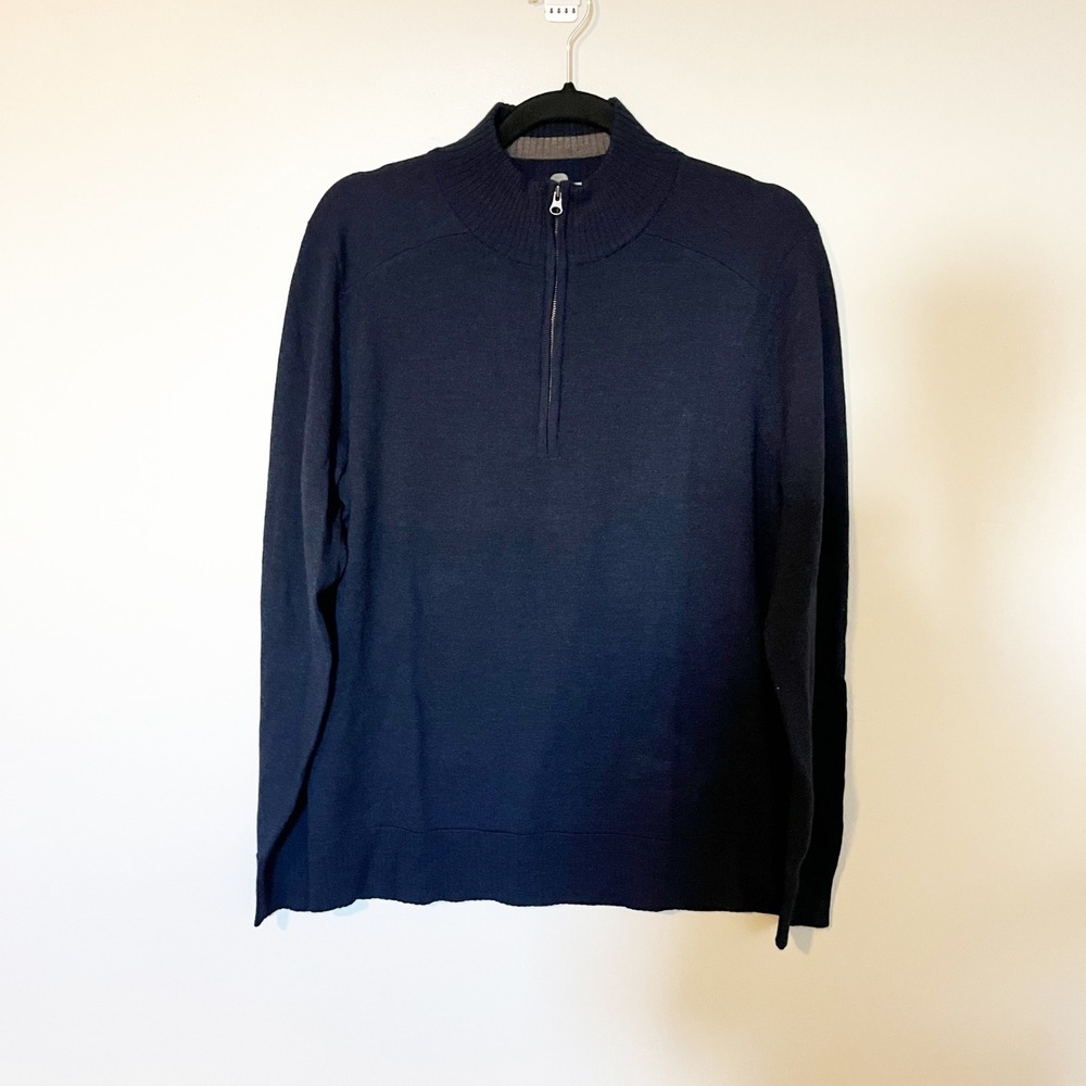 Smartwool navy blue lightweight merino wool knit‎ 1/4 zip sweater men's medium